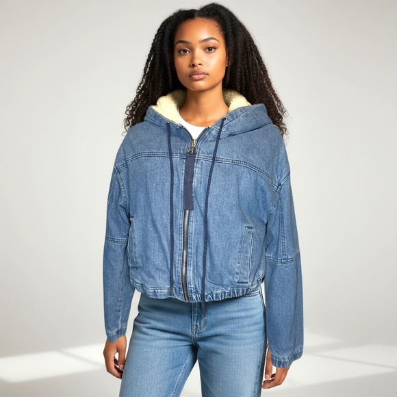 Ashley Vintage Charm Sherpa-Lined Denim Jacket - Picture 1 of 8